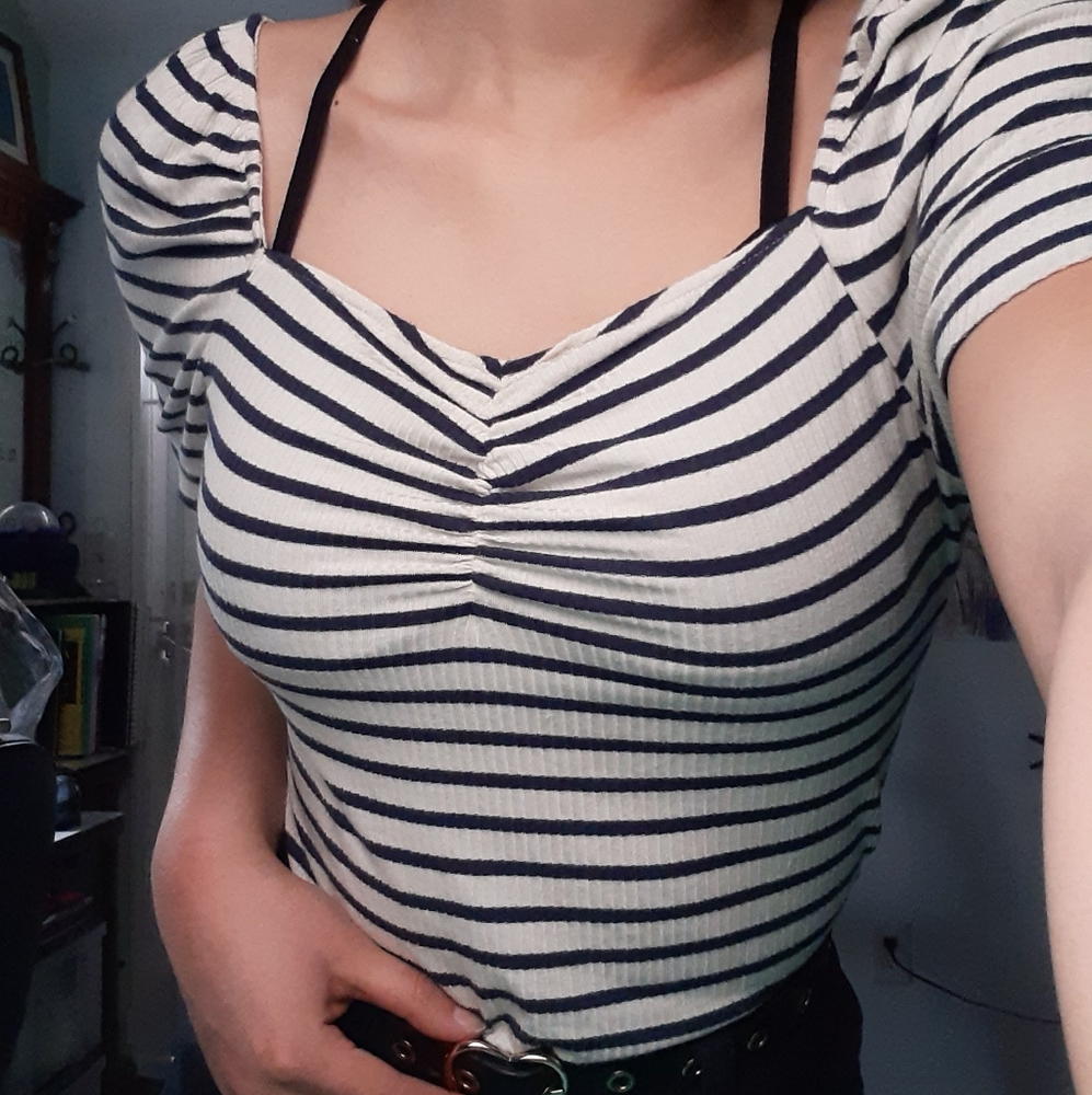 Off the shoulder blouse.